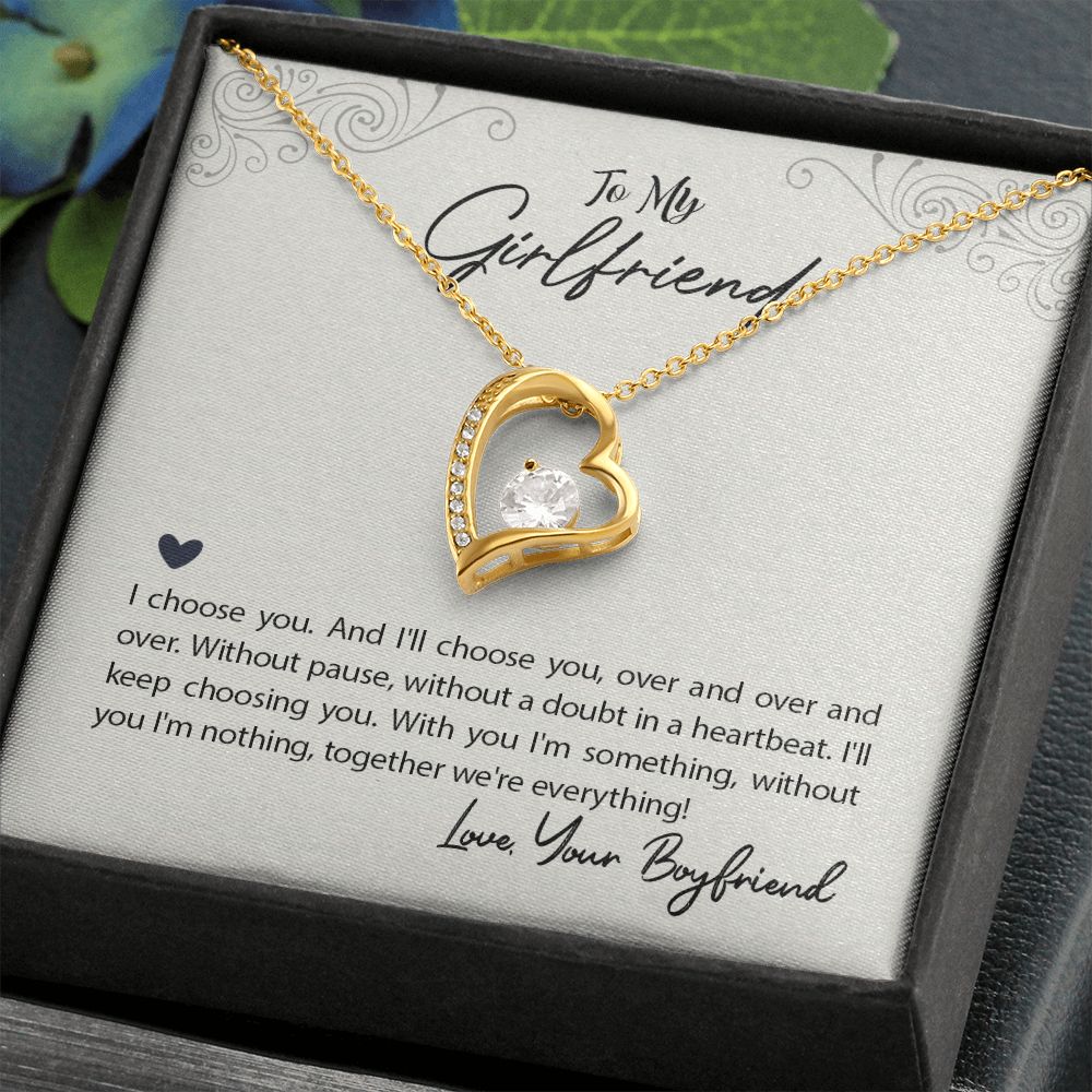 Forever Love Necklace for Girlfriend - 14K White or Yellow Gold Romantic Gift from Boyfriend | Perfect for Anniversaries, Valentine's Day & Special Occasions