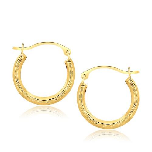 10K Yellow Gold Fancy Hoop Earrings for Women - Elegant Dangle Hoops for Everyday Wear & Special Occasions