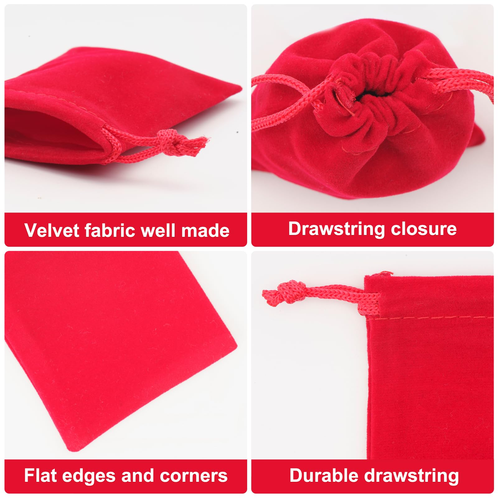 Premium 20-Piece Red Velvet Jewelry Pouches with Drawstring - Small Velvet Gift Bags for Wedding Favors, Christmas Gifts, Party Favors & Candy Storage (2.75