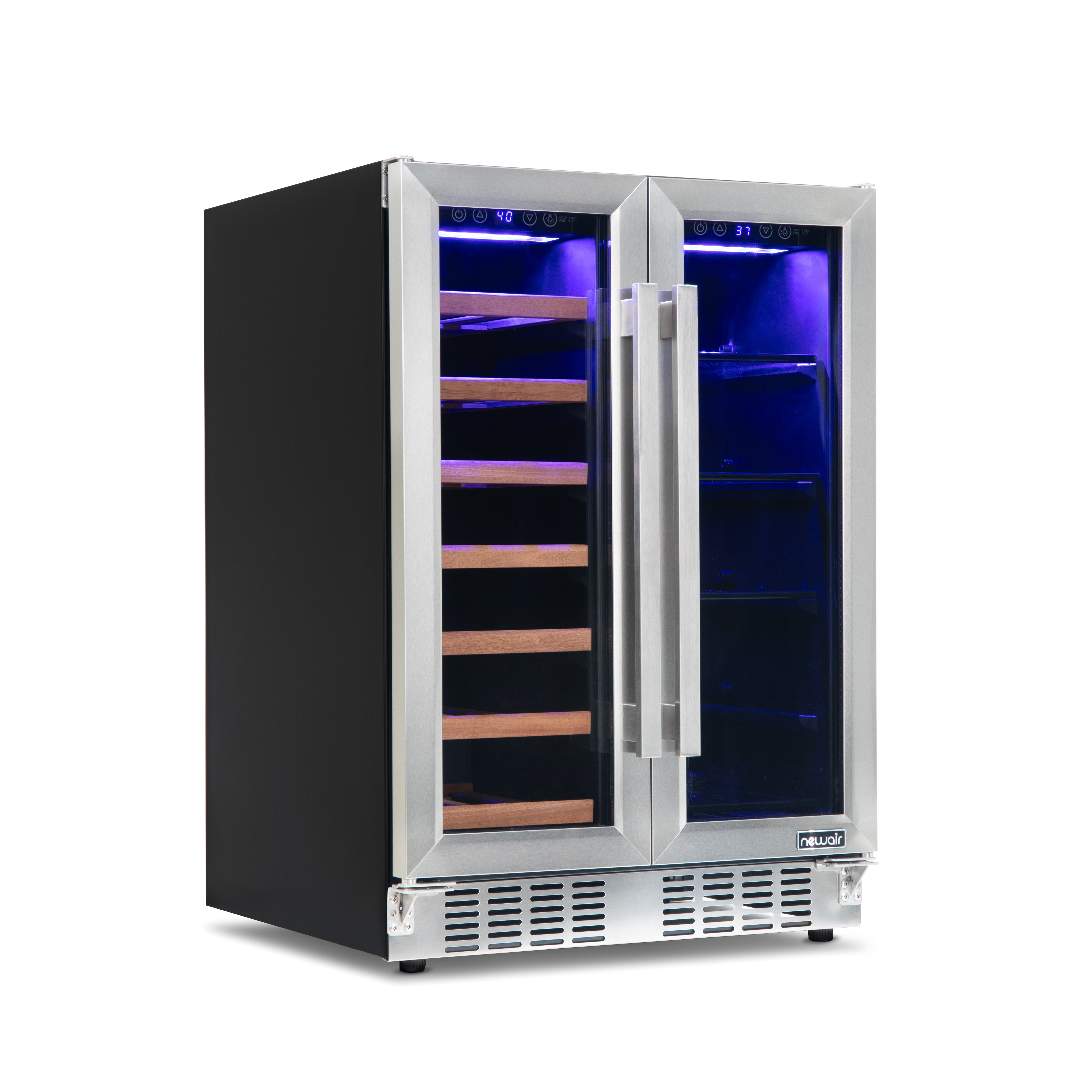 Newair® 24 Inch Dual Zone Wine and Beverage Cooler with French Doors - Perfect for Home Bars, Restaurants, and Wine Cellars