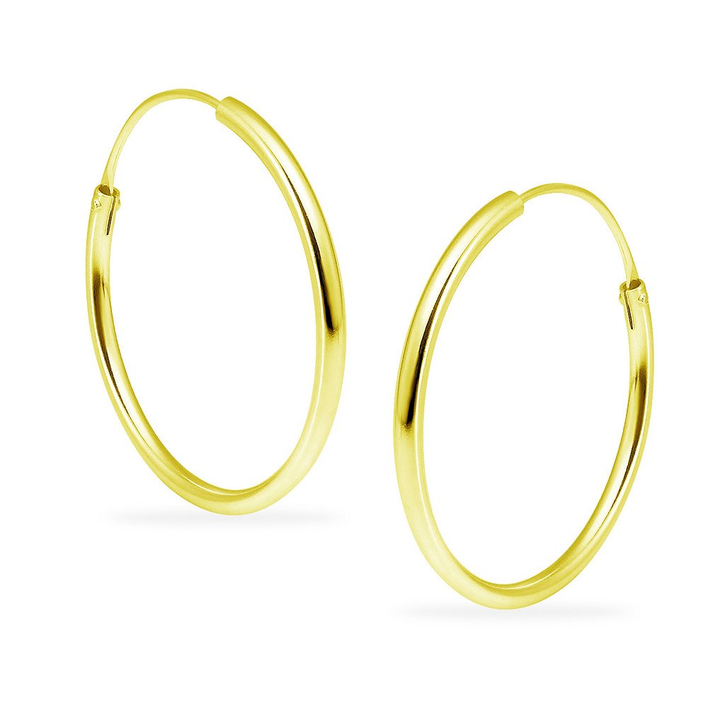 Lightweight Sterling Silver Circle Hoop Earrings for Women & Girls - 1.2mm x 24mm, Assorted Colors - Perfect for Everyday Wear, Parties & Gifts