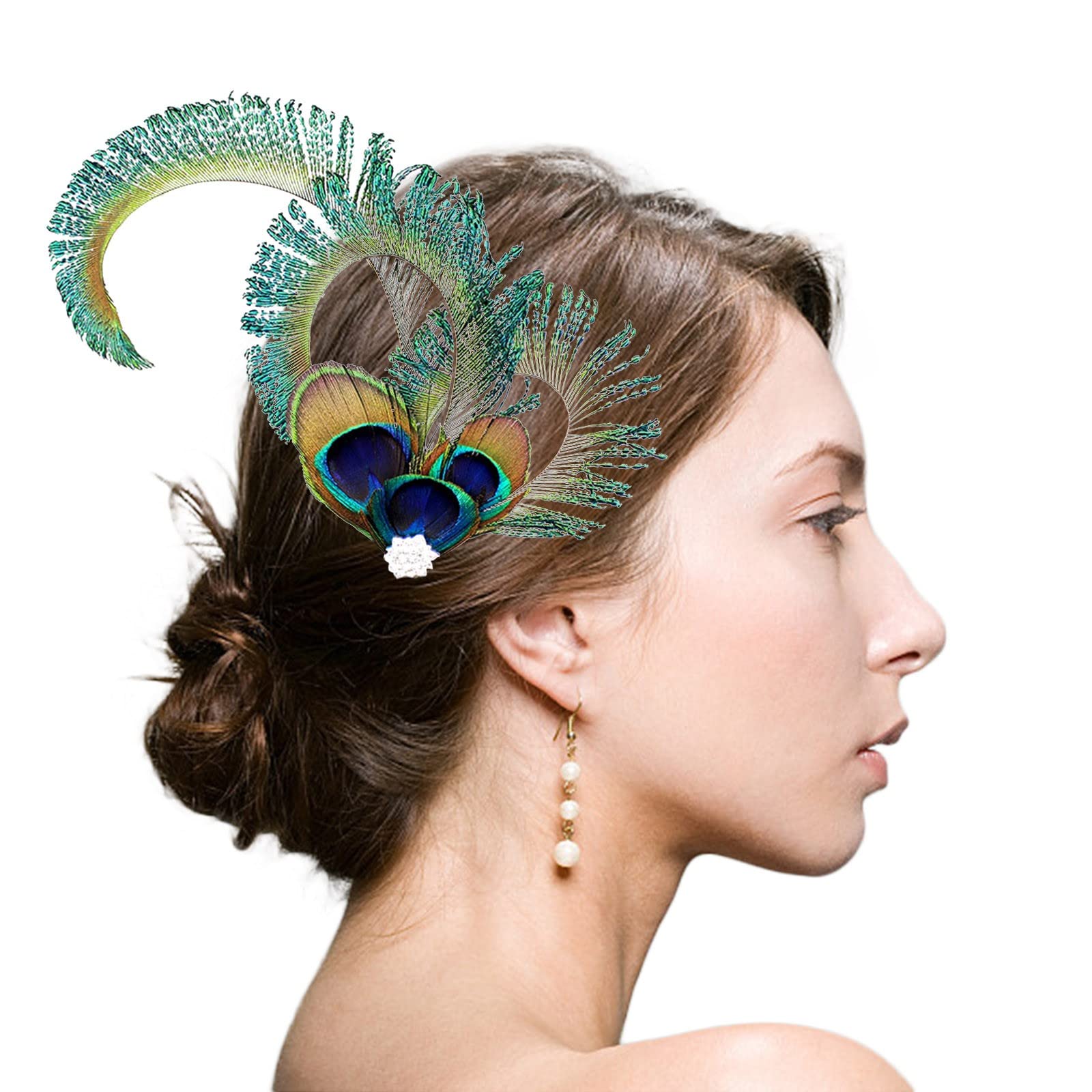 Elegant Women's Feather Fascinator Hat for Tea Party, Cocktail, Wedding & Church Events | Breathable Headband for Workouts & Sweat Control | One Size (Green #13)