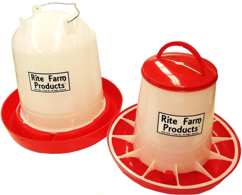 COMBO Large Rite Farm Poultry Feeder & Waterer - Durable Chicken Feeder and Waterer Set for Hens, Ducks, and Birds - Perfect for Backyard Farms, Coops, and Livestock Care