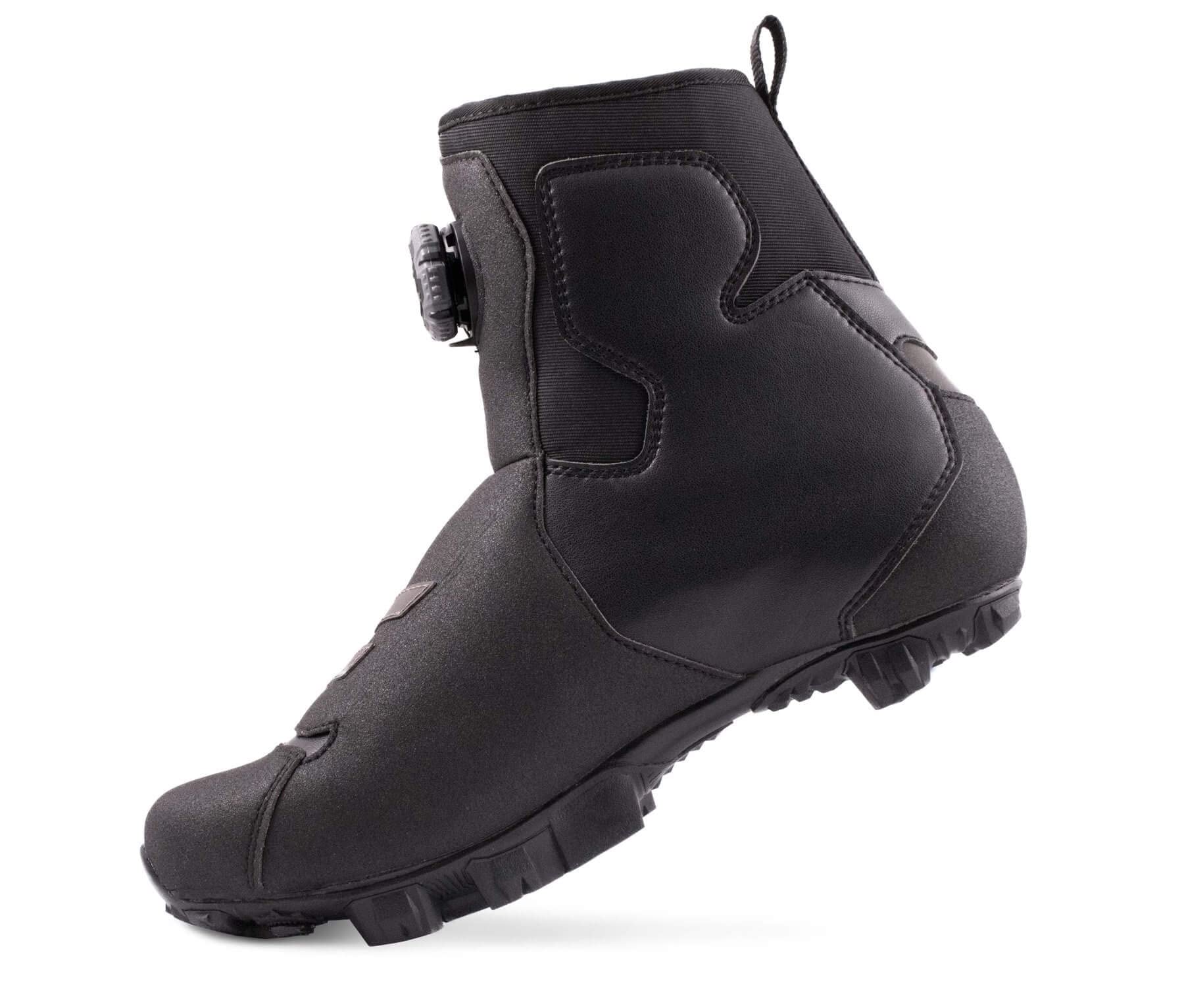 Lake MX146-X Wide Winter Mountain Bike Shoes - Black/Black/Reflective - Size 47 - Waterproof & Insulated for Cold Weather Cycling & Snow Trail Riding