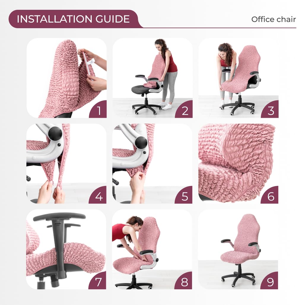 PAULATO BY GA.I.CO. Stretch Office & Gaming Chair Slipcover with Zipper - Breathable Microfiber Fabric Chair Cover - 1-Piece Form Fit Design - Blue (Fits Most Office & Computer Desk Chairs) - Perfect for Home Office, Gaming Setup & Workspace Protection