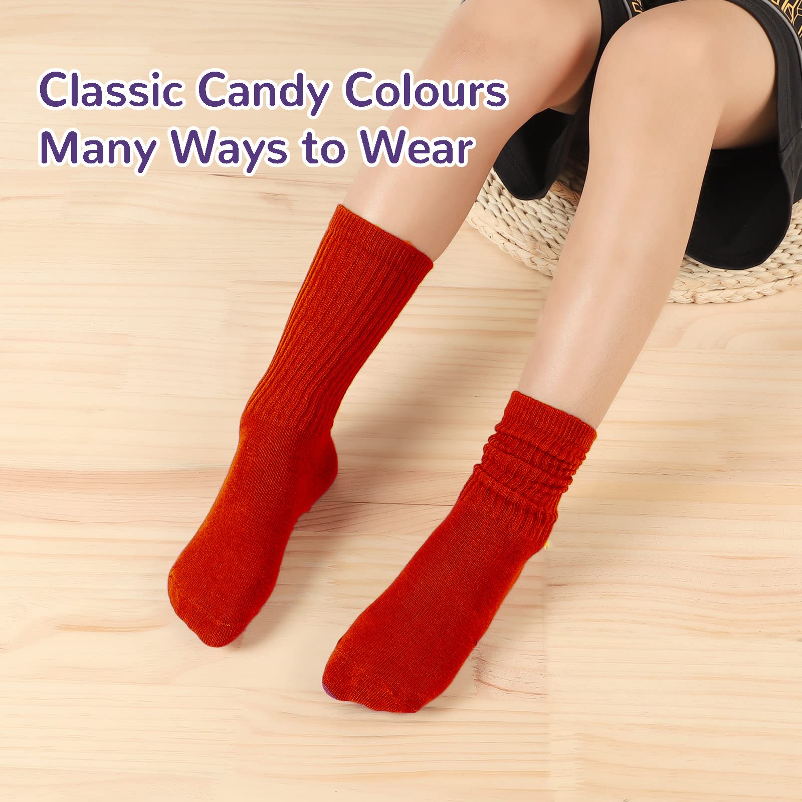 BOOPH 9 Pairs Kids Girls Slouch Socks - Knee High Athletic Crew Socks for Toddler & Baby Girls - Soft & Comfortable for School, Sports & Everyday Wear