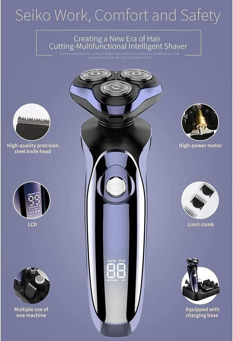 Premium 4D Rotary Electric Shaver for Men - Rechargeable Cordless Beard Trimmer with Pop-up Trimmer, Waterproof Wet/Dry Shaving - Perfect for Travel, Home & Gym Use