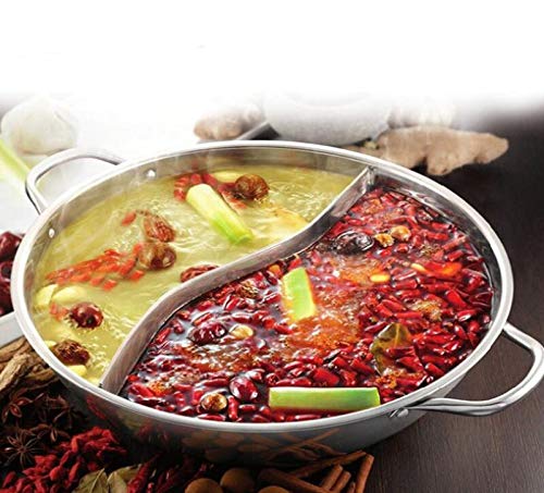 **Stainless Steel Divided Stock Pot 28cm - Twin Compartment Hot Pot for Induction Cooktops, Shabu Shabu, Little Sheep Hot Pot & Soup Cooking - Perfect for Family Dinners & Entertaining**