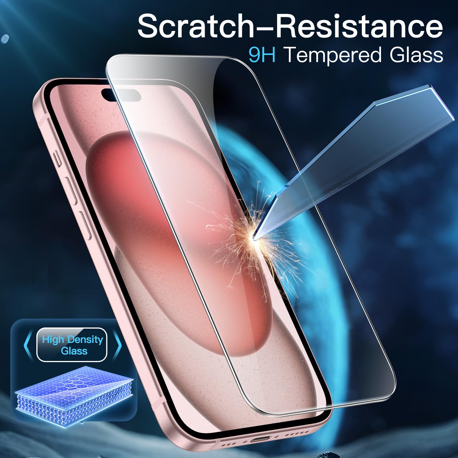 JETech 3 in 1 Magnetic Case for iPhone 15 6.1-Inch | Compatible with MagSafe | 2 Pack Tempered Glass Screen Protectors | Translucent Matte Shockproof Phone Cover (Pink) | Perfect for Everyday Protection & Wireless Charging