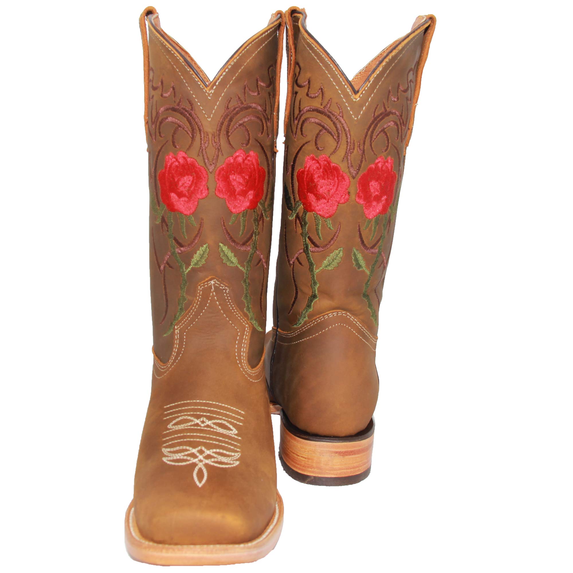 Women's Western Cowgirl Boots - Genuine Leather Floral Embroidered Ankle Boots for Country Dancing, Rodeo & Fashion Outfits