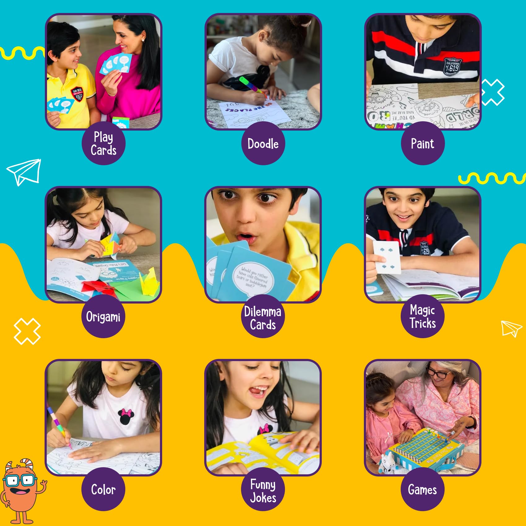 Open The Joy Feel Better Box - Get Well Soon Gift Basket for Kids Ages 4+ | 50+ Fun Activities, Games, Toys, Conversation Cards, Origami, Clay Art & Magic Tricks | Perfect Recovery Gift After Surgery or Hospital Stay | Great for Bedridden Children & Cheering Up Sick Kids