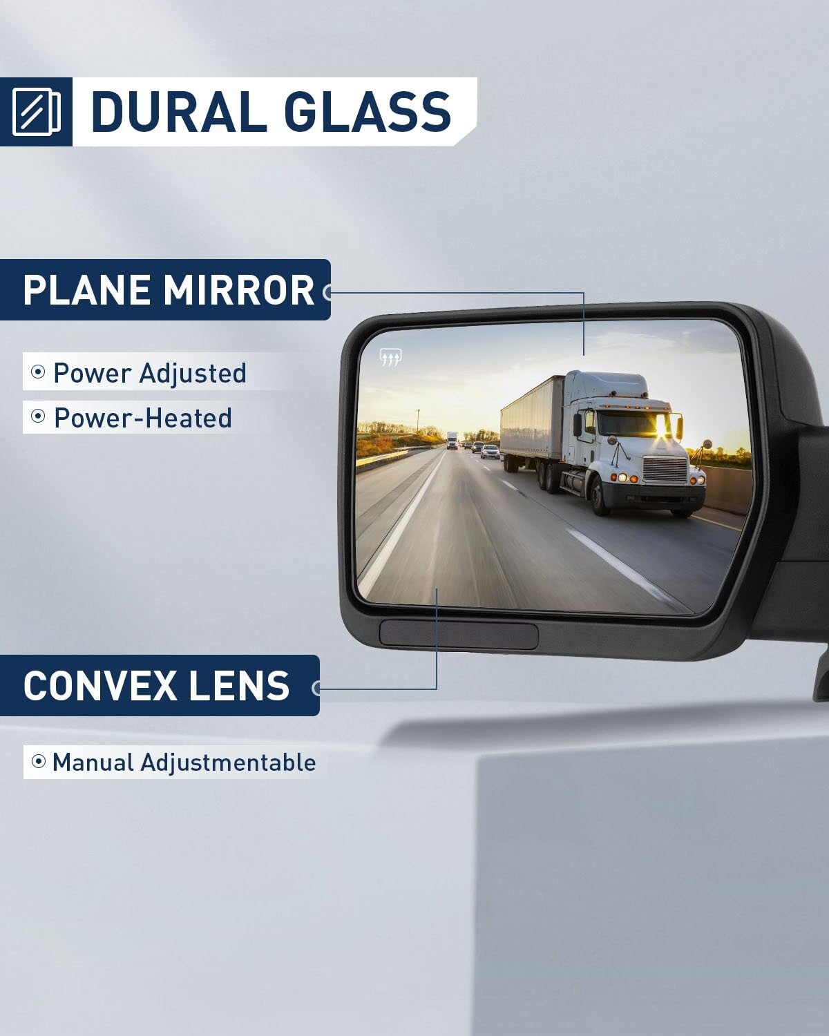 ECCPP Power Heated Towing Mirrors for 2004-2014 Ford F-150 Truck - Black Housing Pair with Adjustable Features | Perfect for Towing, Off-Roading & Winter Driving