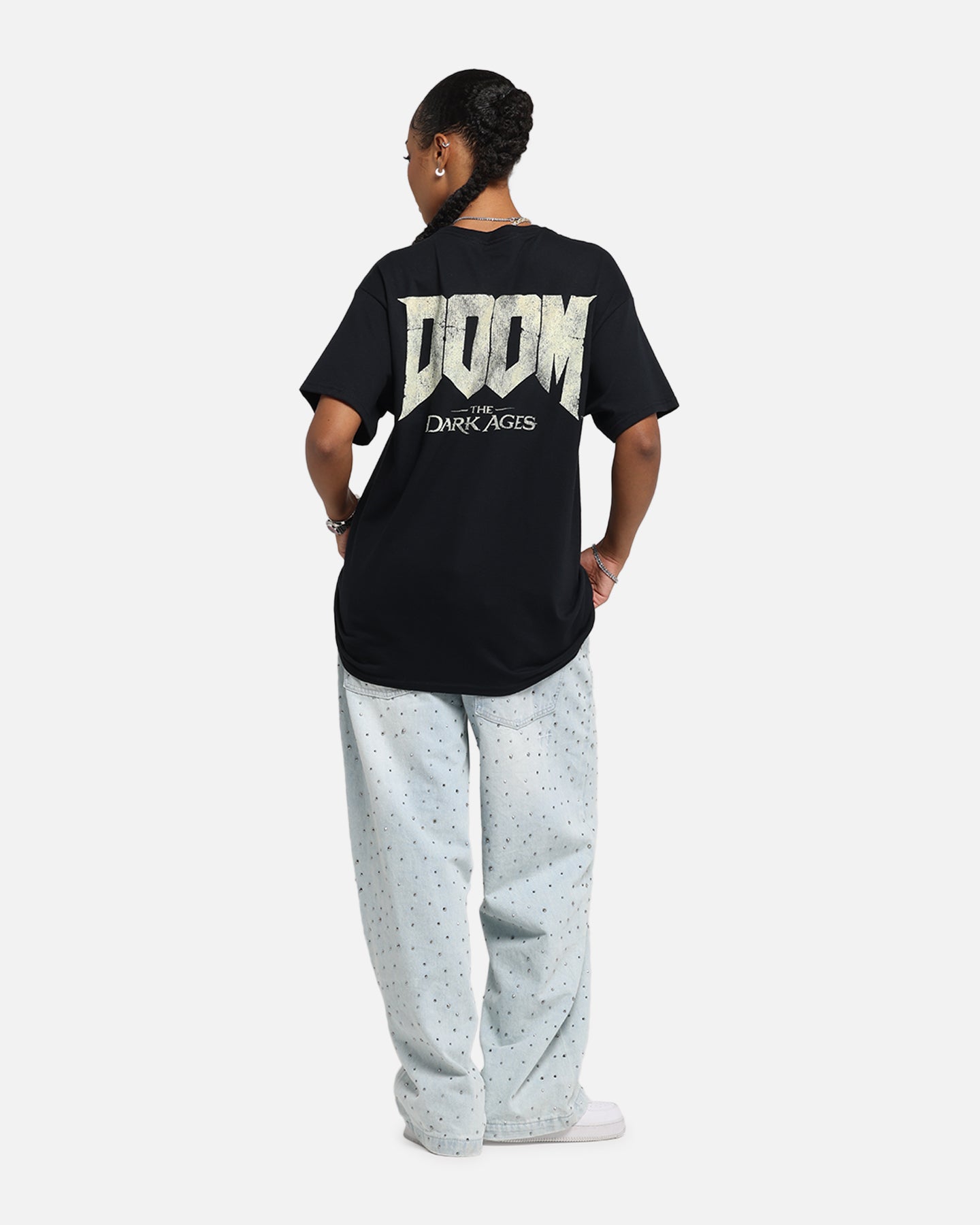 73 Studio X Doom Dark Ages Graphic T-Shirt for Men - Black Cotton Tee with Vintage Print | Gaming Merchandise & Casual Streetwear