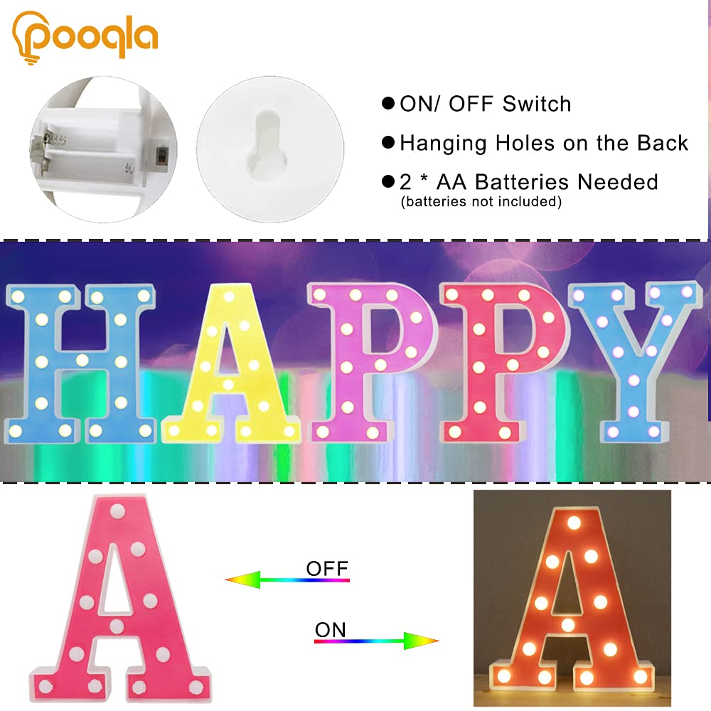 Pooqla Purple LED Letter Lights - DIY Alphabet Sign with Warm White LED for Home, Party, Birthday, Wedding & Bar Decor - Perfect for Nursery, Bedroom, and Photo Backdrop (Letter C)