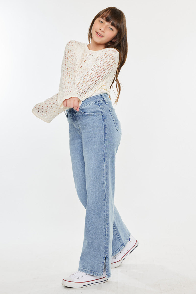 Aurora High Rise Wide Leg Jeans for Kids - Trendy & Comfortable Denim Pants for Girls & Boys - Perfect for School, Play & Everyday Wear