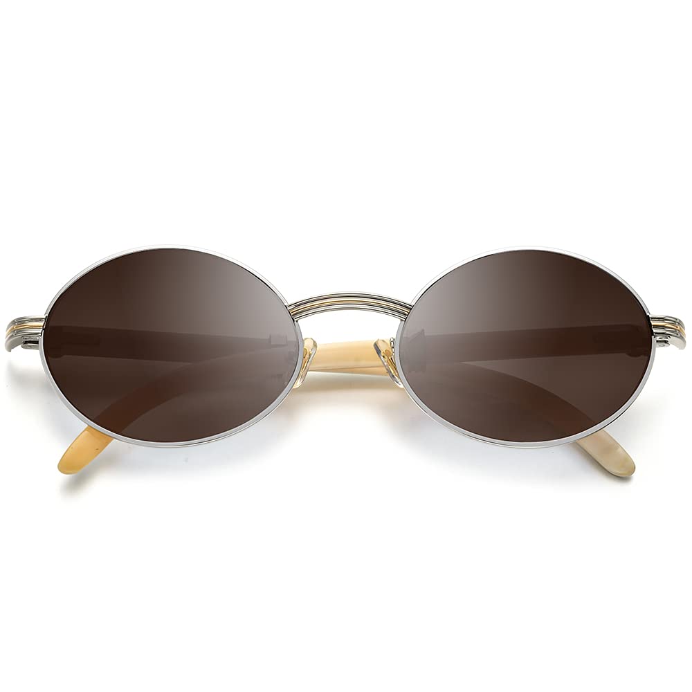 HEPIDEM 100% Genuine Buffalo Horn Handmade Round Sunglasses for Men - Luxury Polarized UV Protection Shades for Outdoor, Driving & Fashion