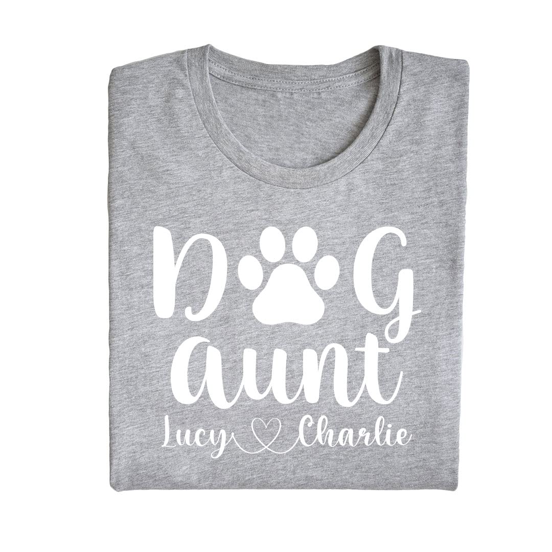 Custom Dog Aunt T-Shirt with Your Dog's Name - Personalized Pet Lover Gift for Dog Owners - Perfect for Birthdays, Holidays & Dog Adoption Celebrations