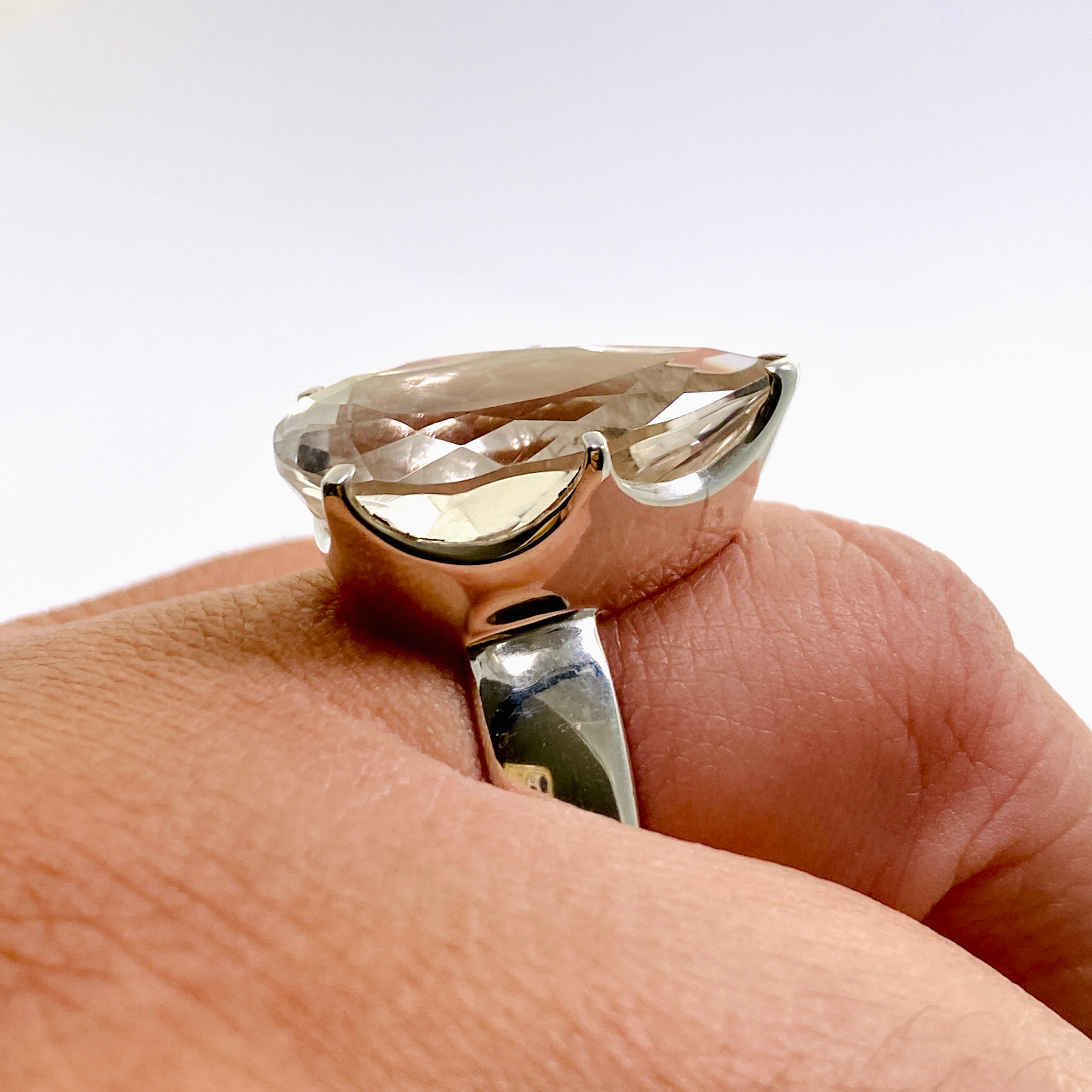 11.5 Clear Quartz Teardrop Faceted Ring - Elegant Crystal Jewelry for Women | Perfect for Weddings, Parties & Everyday Wear