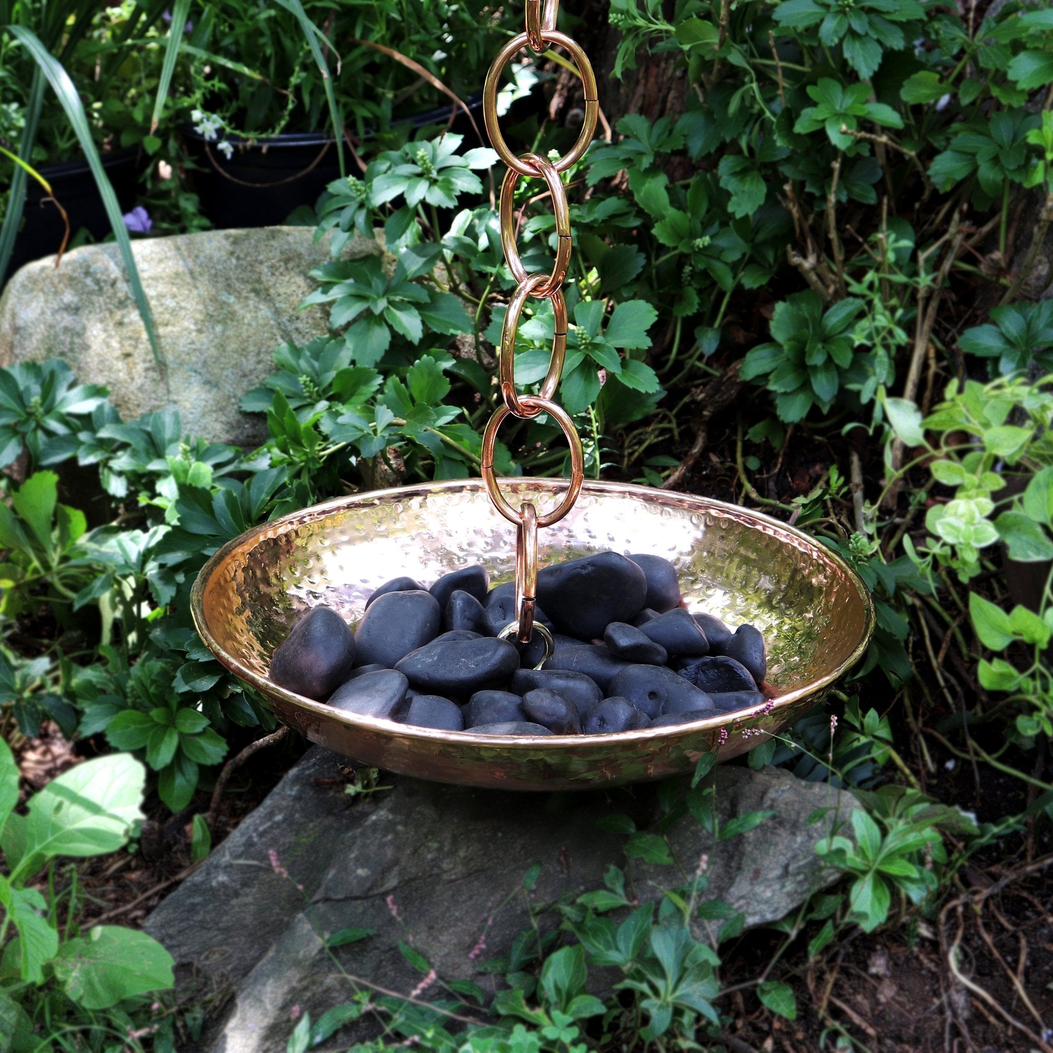 16.5 Inch Copper Rain Chain Basin - Decorative Water Collection Bowl for Garden Downspout Drainage | Perfect for Outdoor Patio, Yard & Japanese Style Landscaping