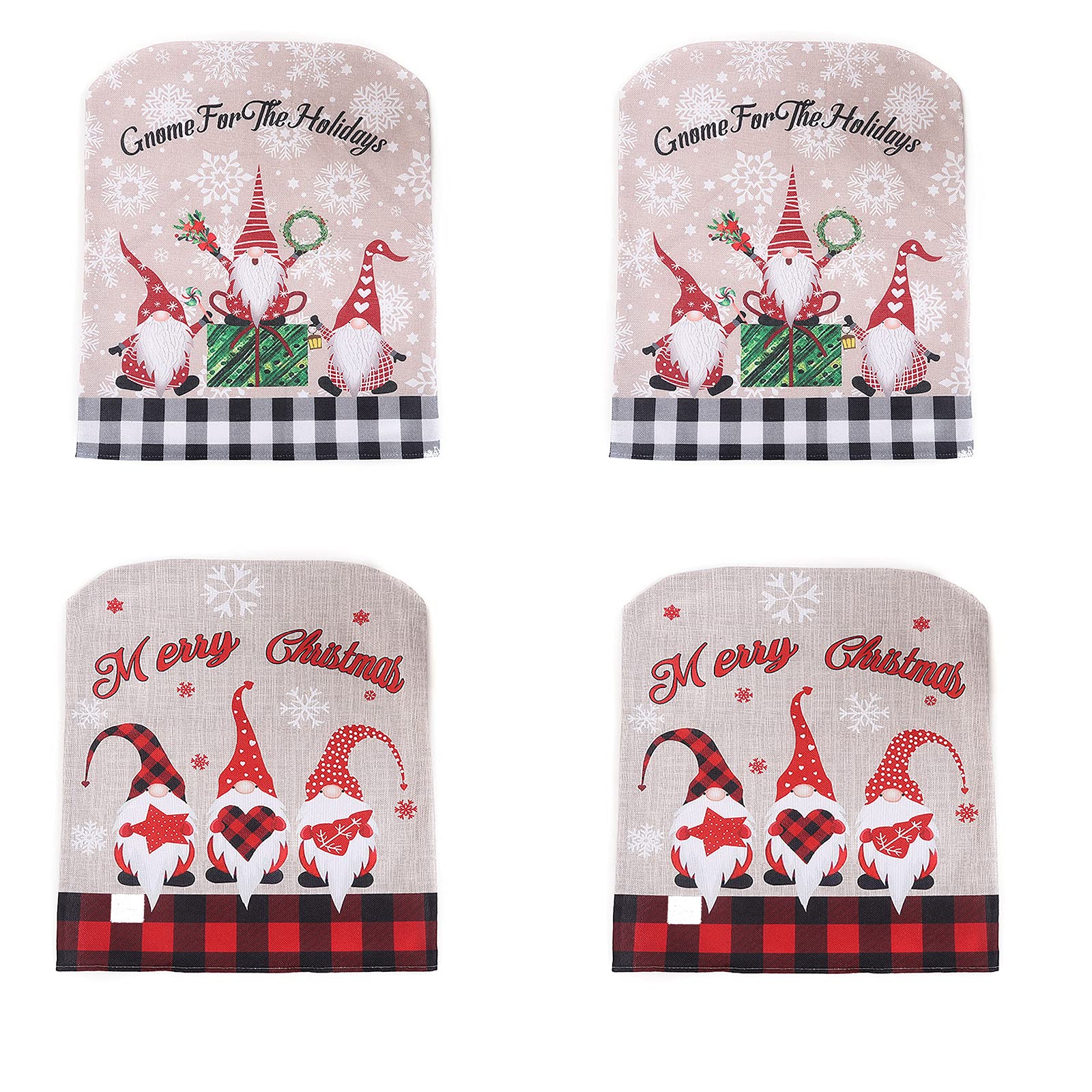 Festive Swedish Gnome Chair Covers Set of 4 - Christmas Dining Decor for Holiday Parties