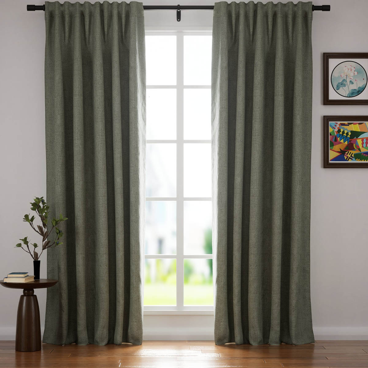 Organic Blackout Curtains - Soft Top Back Tab Linen Drapes in Warm Gray | Custom Villa Style Window Treatments for Bedroom & Living Room | Noise Reducing & Light Blocking