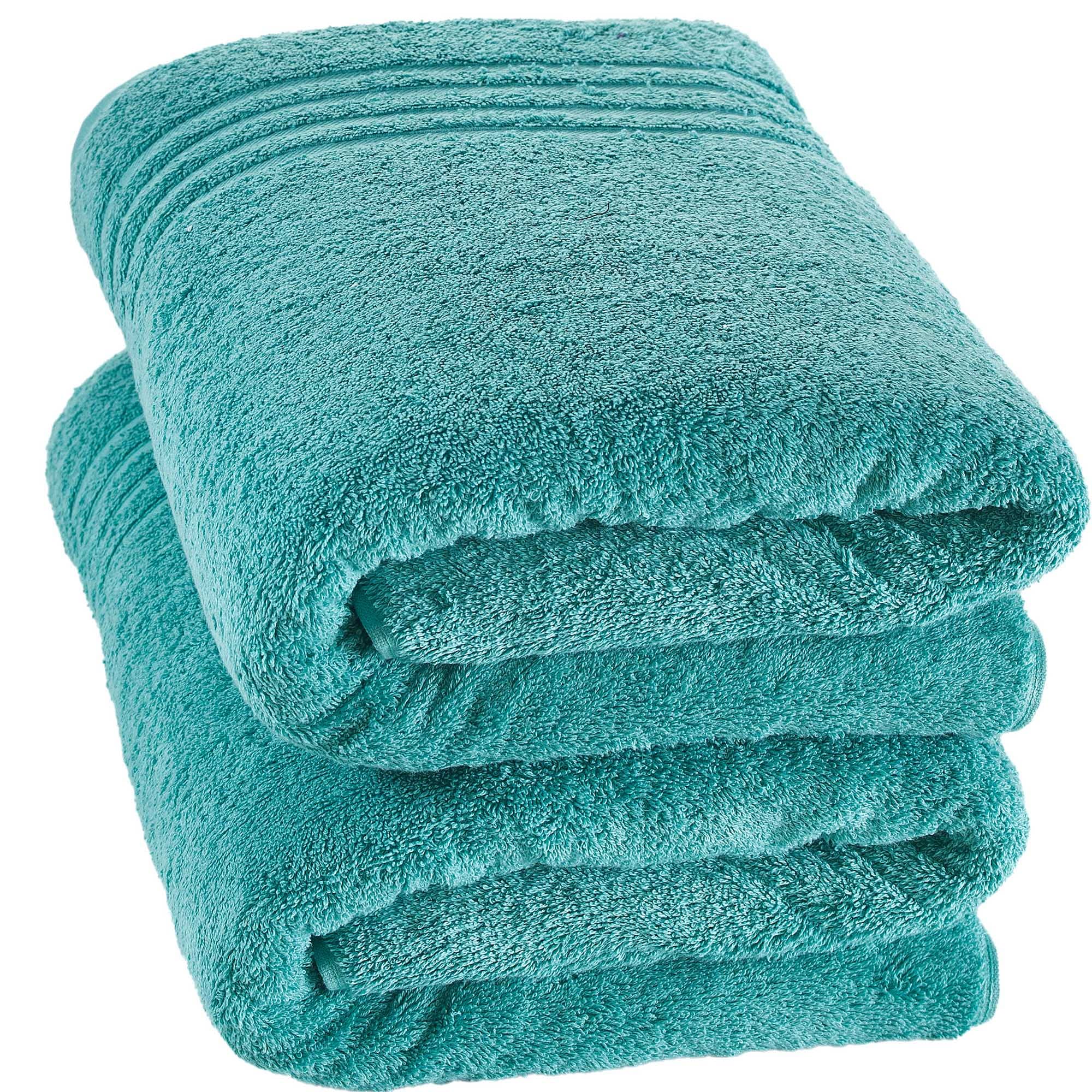 Premium 100% Cotton Hammam Linen Jumbo Bath Towels 2-Pack - Extra Large 35x70 Inches, Ultra Soft & Highly Absorbent - Spa Luxury Bath Sheets for Bathroom, Beach, Pool & Gym (Teal Turquoise)
