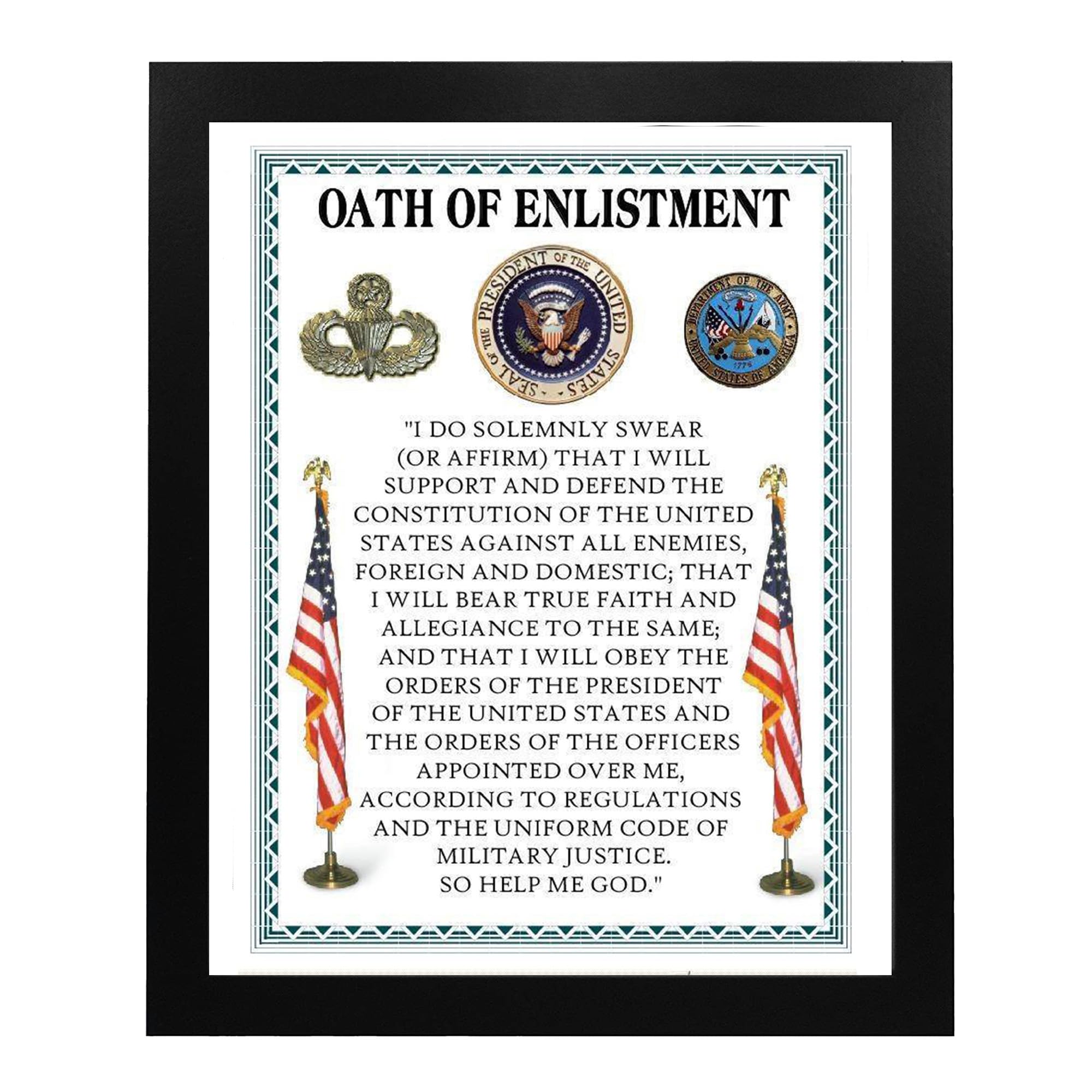 Oath Of Enlistment - Patriotic U.S. Military Wall Art Poster | Motivational Home Decor for Bedroom, Boys Room & Independence Day | Unframed 8x10 Inches | Perfect for Military Appreciation, Veterans Day & Patriotic Gift Giving
