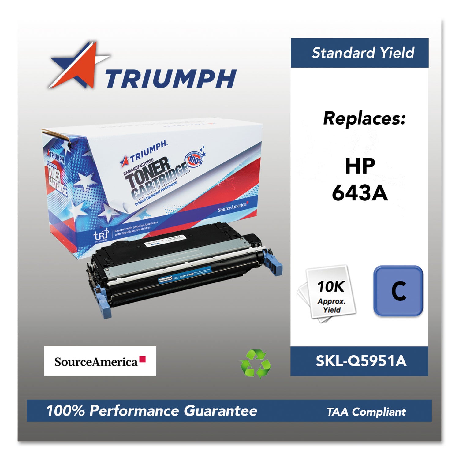 Remanufactured Q5951A (643A) Cyan Toner Cartridge - High Yield 10,000 Pages | Compatible with HP Printers | Ideal for Office & Home Printing