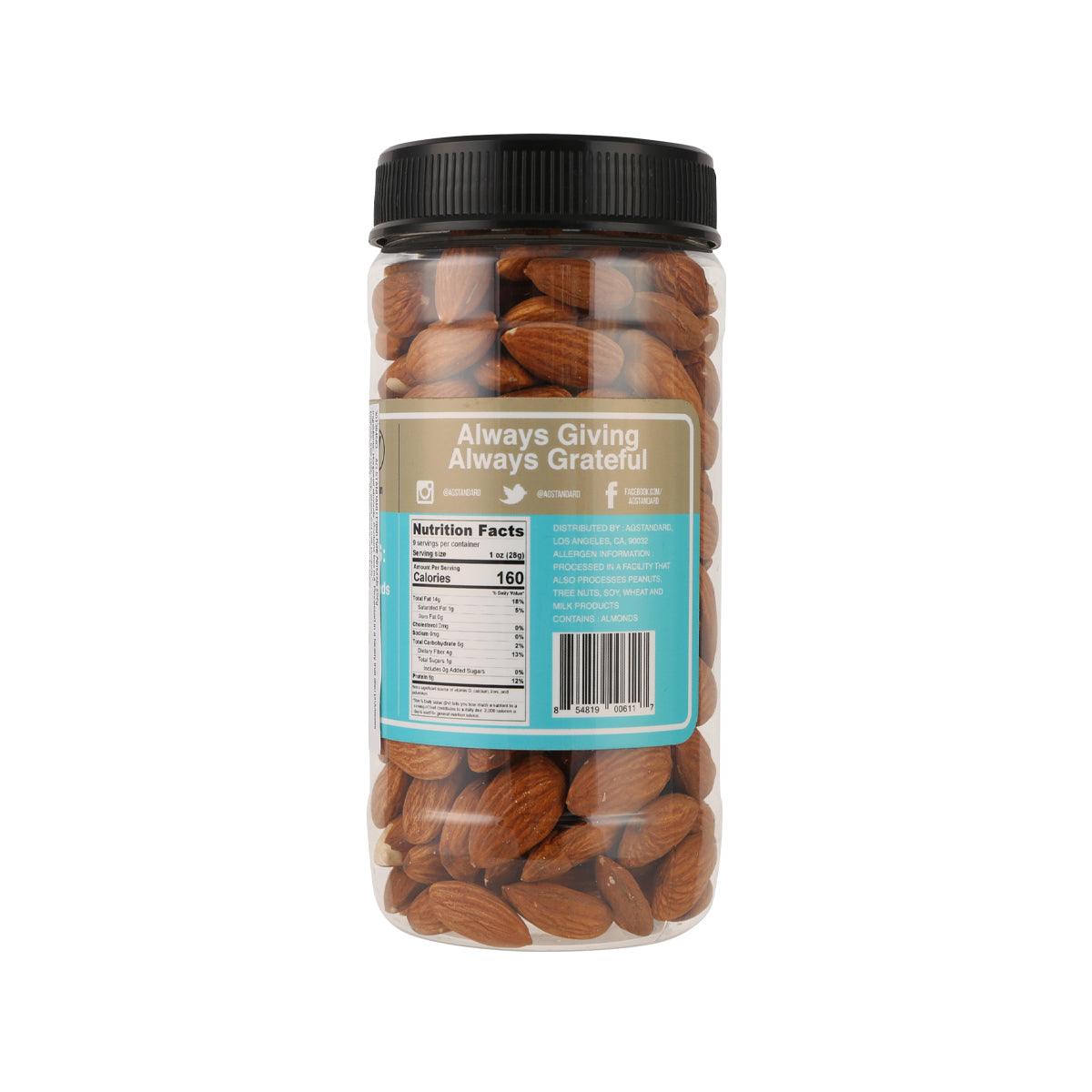 AG STANDARD Fresh Raw Almonds (252g) - Premium Natural Snack for Baking, Cooking & Healthy Eating - USDA Organic, Non-GMO, Gluten-Free