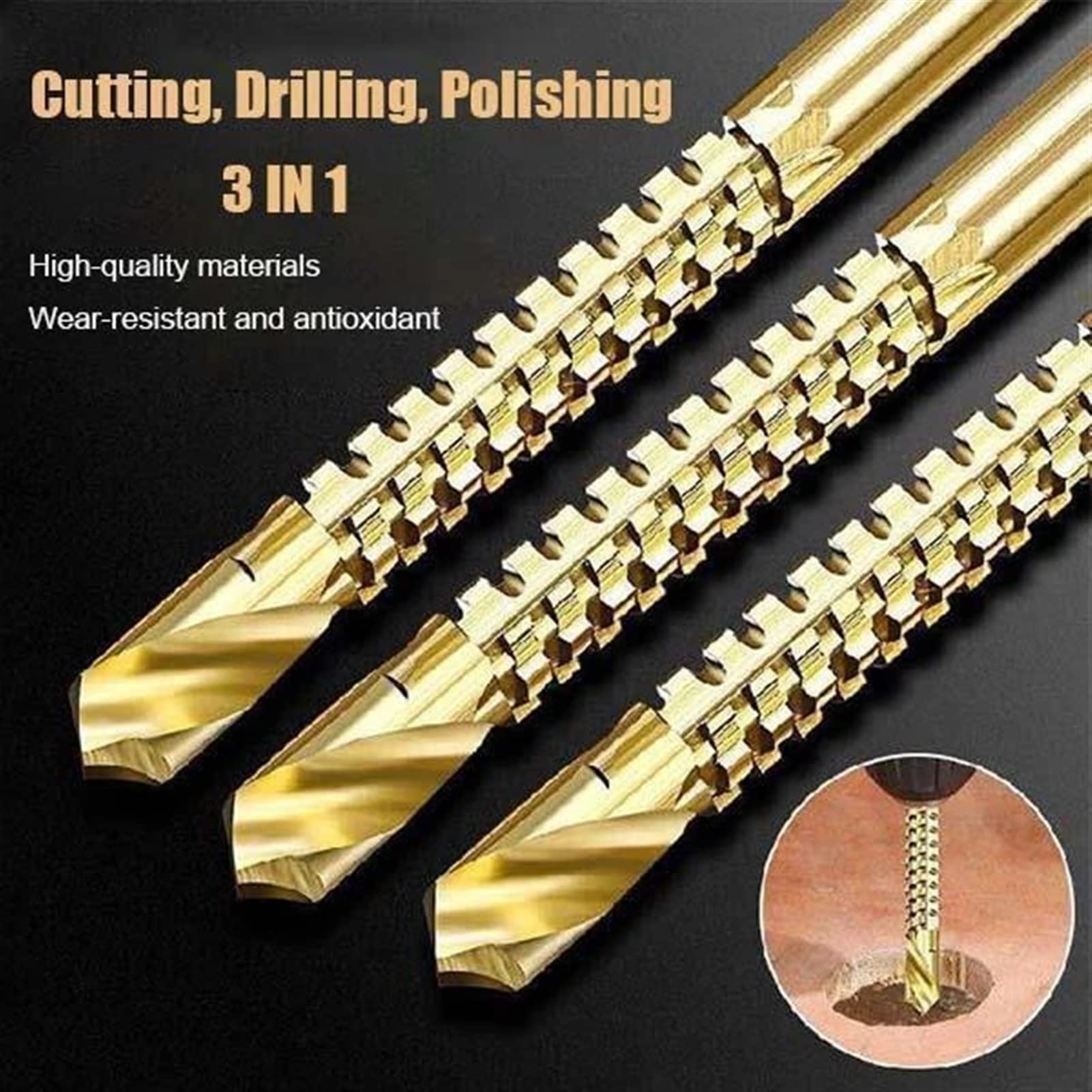 6-Piece Cobalt Drill Bit Set - High-Speed Spiral Screw Metric Tap & Twist Drill Bits for Metal, Wood & Composite Materials | Power Tool Accessories for DIY, Construction & Metalworking Projects