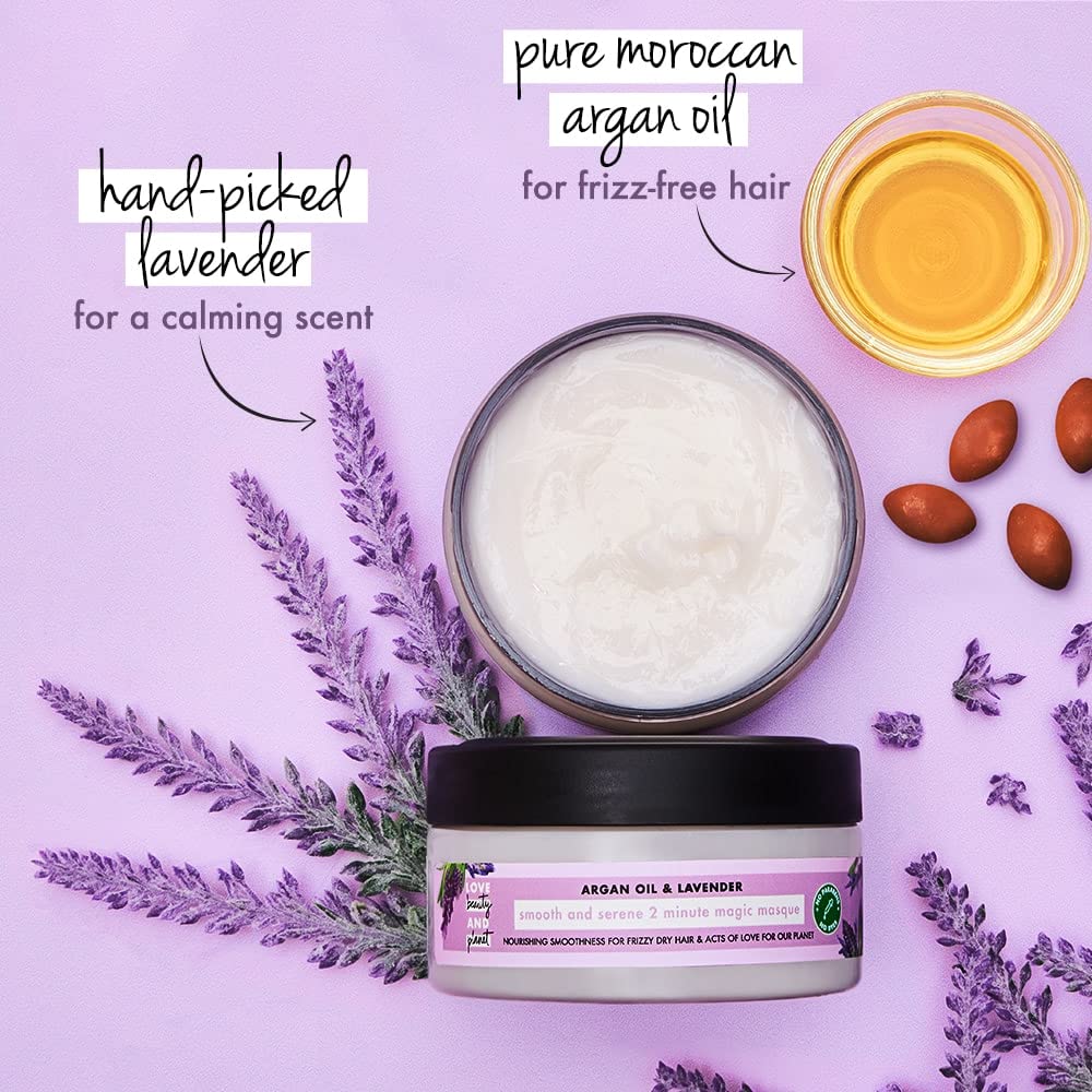 Love Beauty & Planet Argan Oil & Lavender Hair Mask - Deep Conditioning Treatment for Dry & Damaged Hair - 200ml (1 Count) - Perfect for At-Home Spa Days & Hair Repair