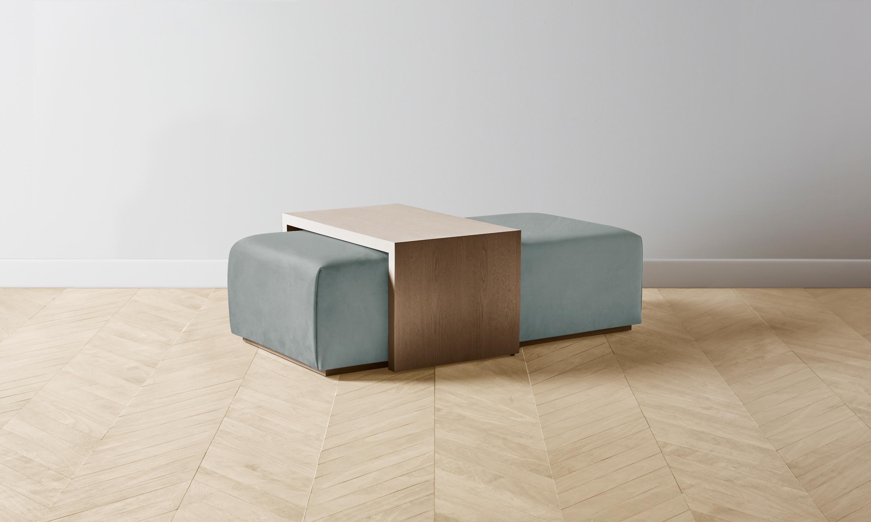 The Bowery Ottoman - Premium Nubuck Leather Tide - Perfect for Living Room, Bedroom & Office Decor