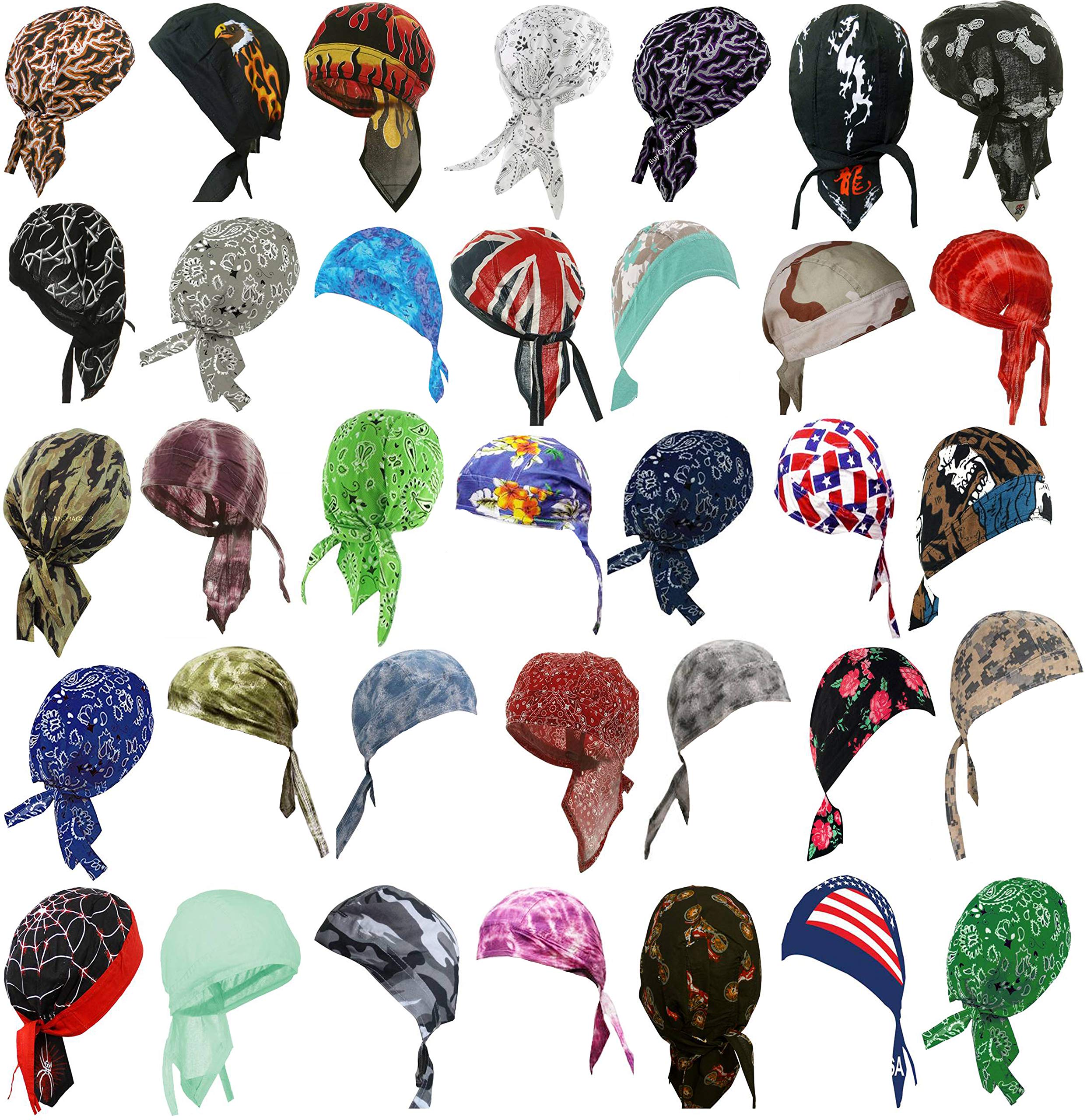 12-Pack Assorted Cotton Bandana Durags & Head Wraps for Men & Women - Breathable Cycling, Sports, Gym & Outdoor Activities
