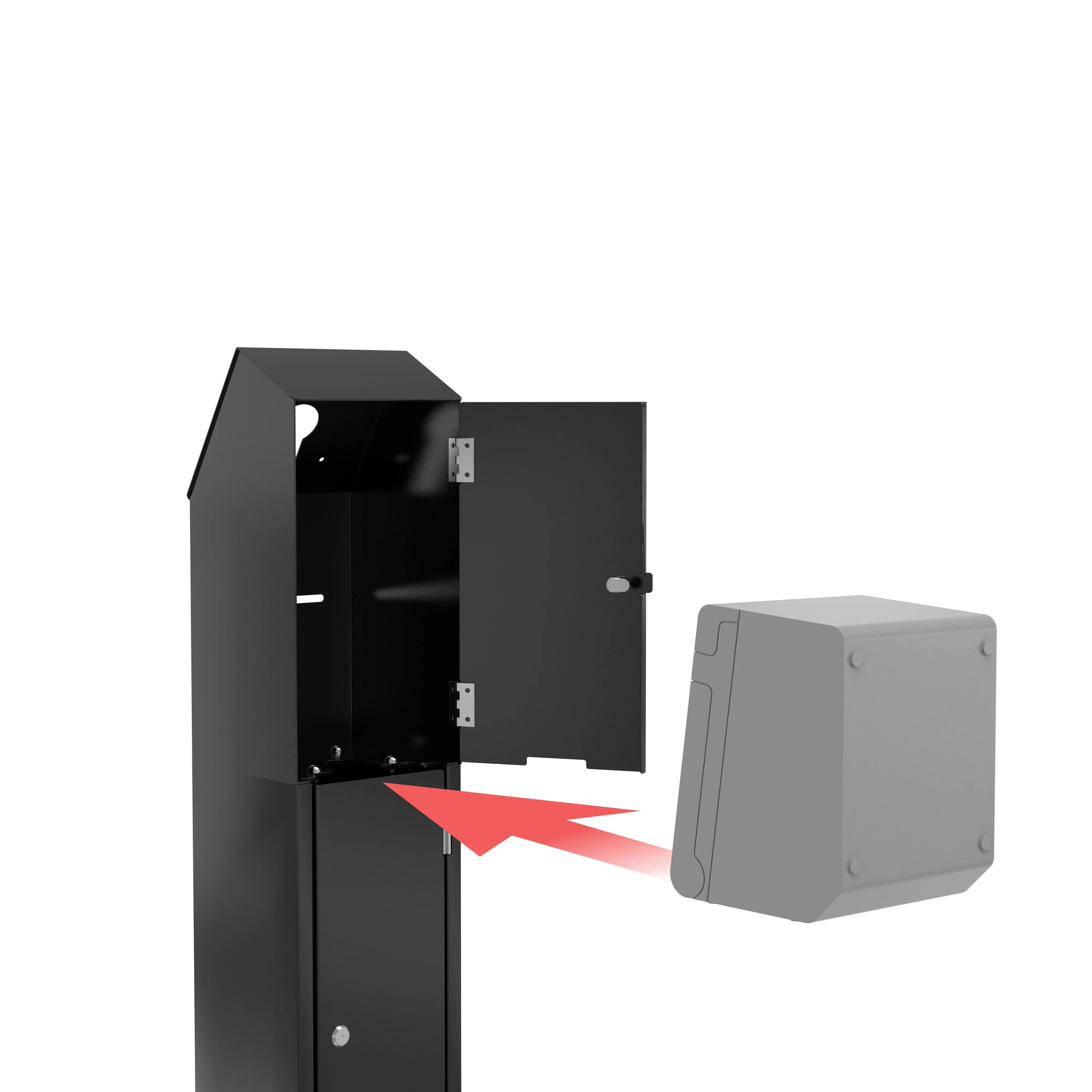 Premium Locking Floor Stand Kiosk with Security Enclosure - Secure Storage & Printer Shelf Compartment for Retail, Banking & Self-Service Terminals