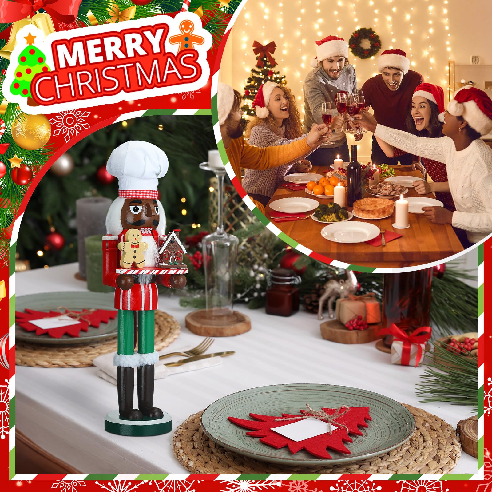15 Inch Black Wooden Christmas Nutcracker Decor - African American King Figure, Festive Holiday Soldier Nutcracker for Tabletop Decorations | Perfect Christmas Gift for Home, Office & Holiday Parties