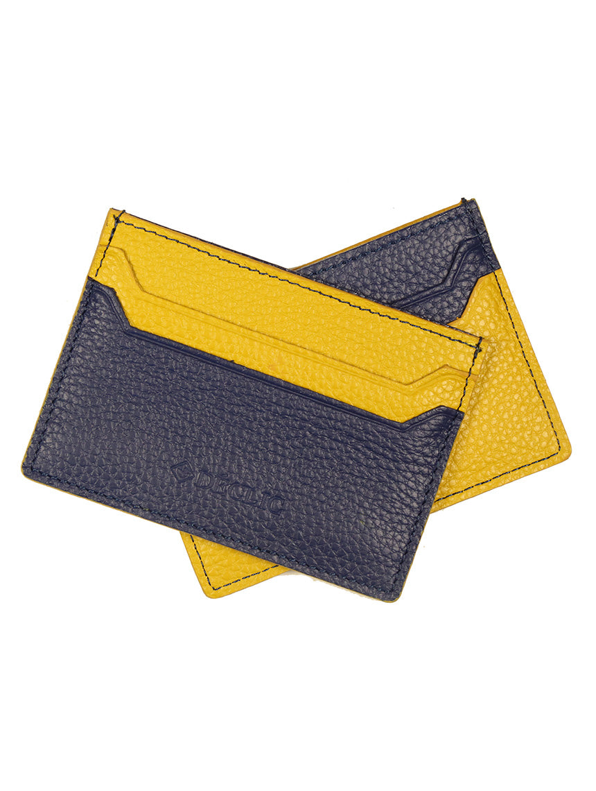 DÉCLIC Block Reverse RFID Blocking Credit Card Wallet - Slim & Secure Blue & Yellow Bifold Wallet for Men & Women | Perfect for Travel, Business & Everyday Use