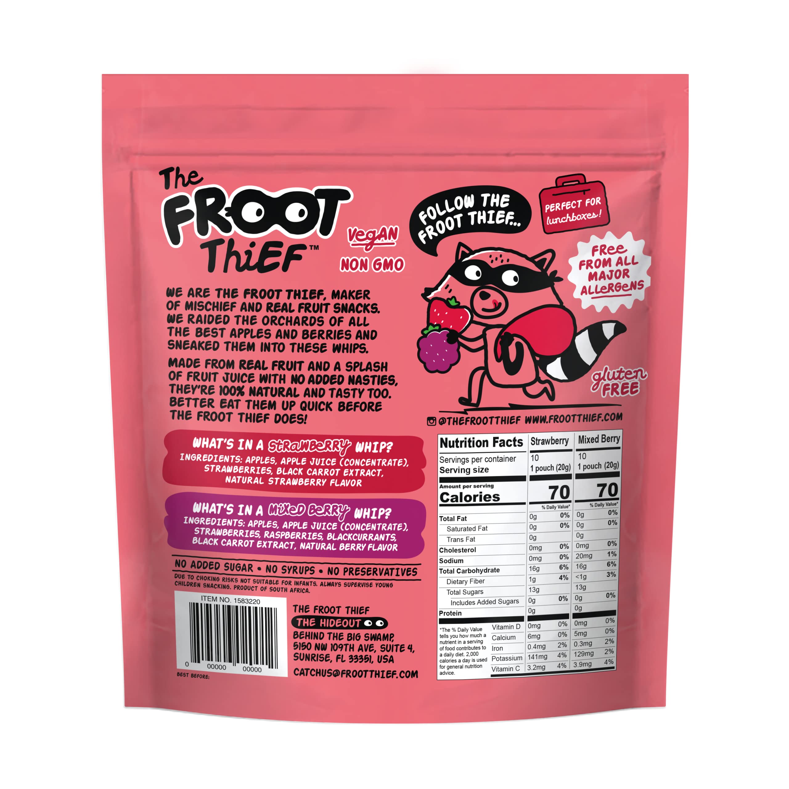 FROOT Thief Real Fruit Whips - 20 Count (1.06 Lbs) | Healthy Fruit Snacks for Kids & Adults | Perfect for Lunchboxes, Office Snacks & On-the-Go Energy