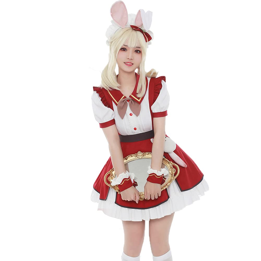 Genshin Impact Ganyu & Klee Cosplay Costume - Cute Lolita Dress for Women, Anime Role Play Outfit for Halloween, Comic Con & Cosplay Parties