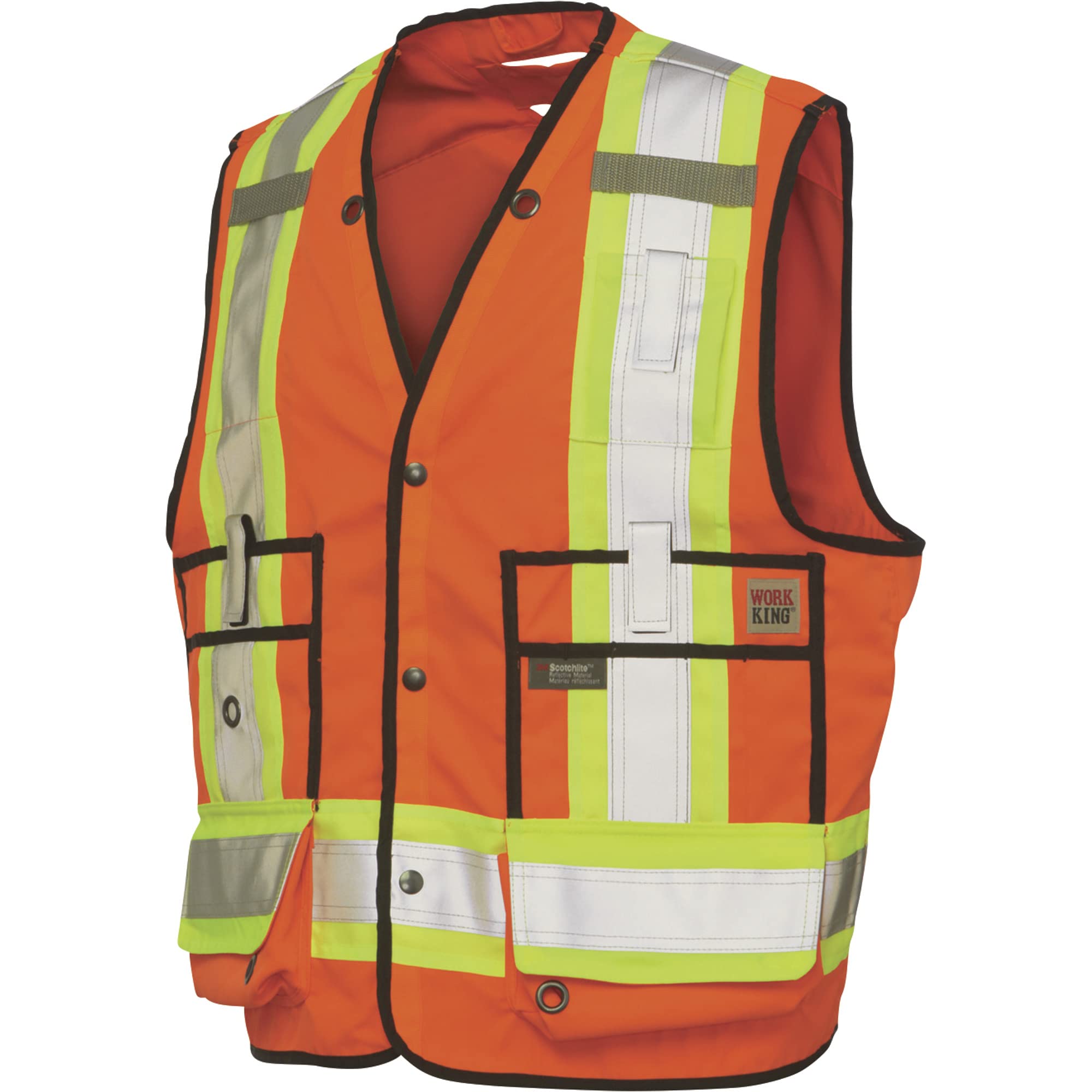 Work King Men's High Visibility Surveyor Safety Vest - Reflective Construction Vest for Road Work, Surveying & Outdoor Jobs