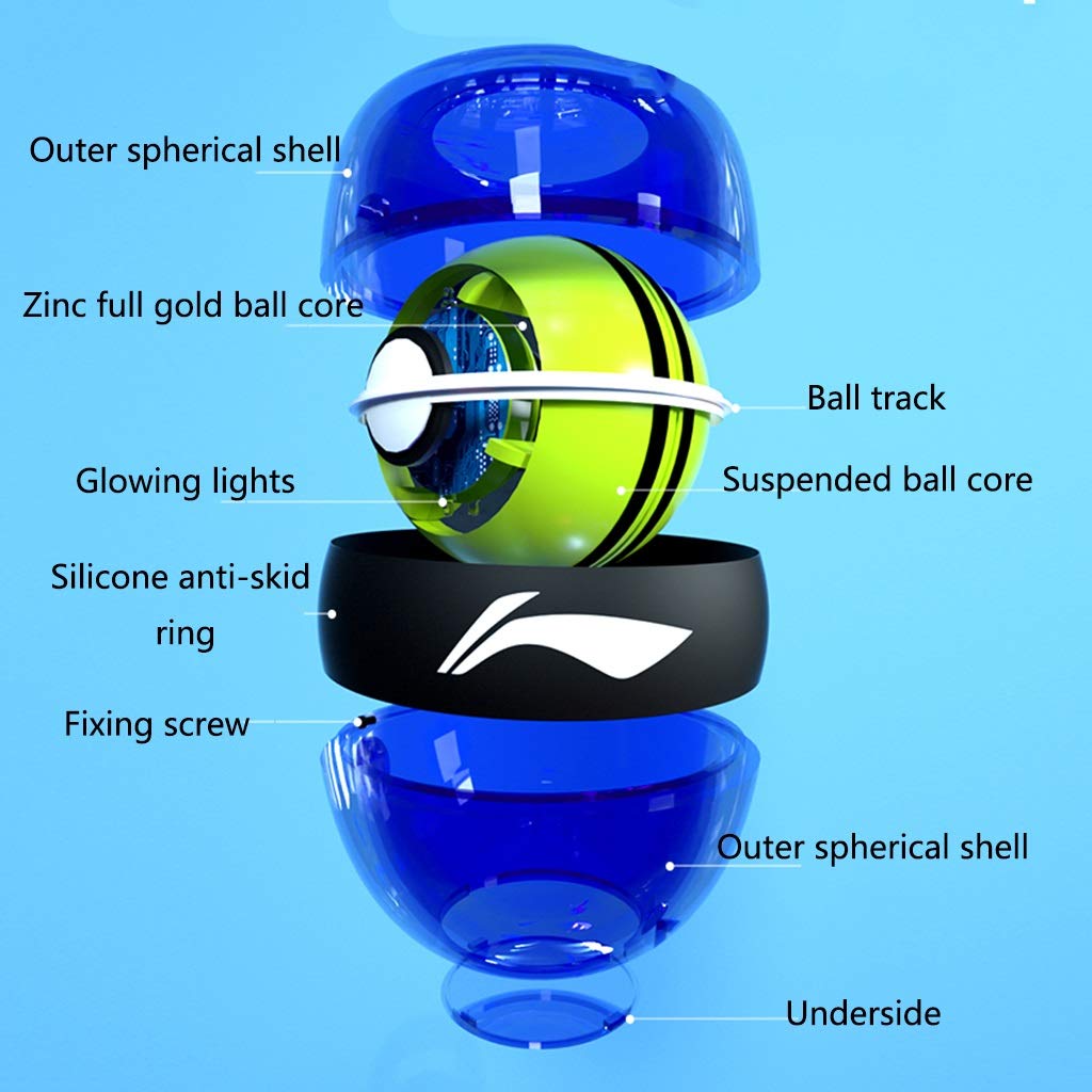 Gyroscopic Wrist Trainer Ball with LED Lights - No Pull String Needed for Hand & Forearm Strength Training - Perfect for Physical Therapy, Fitness, and Office Stress Relief (Black)