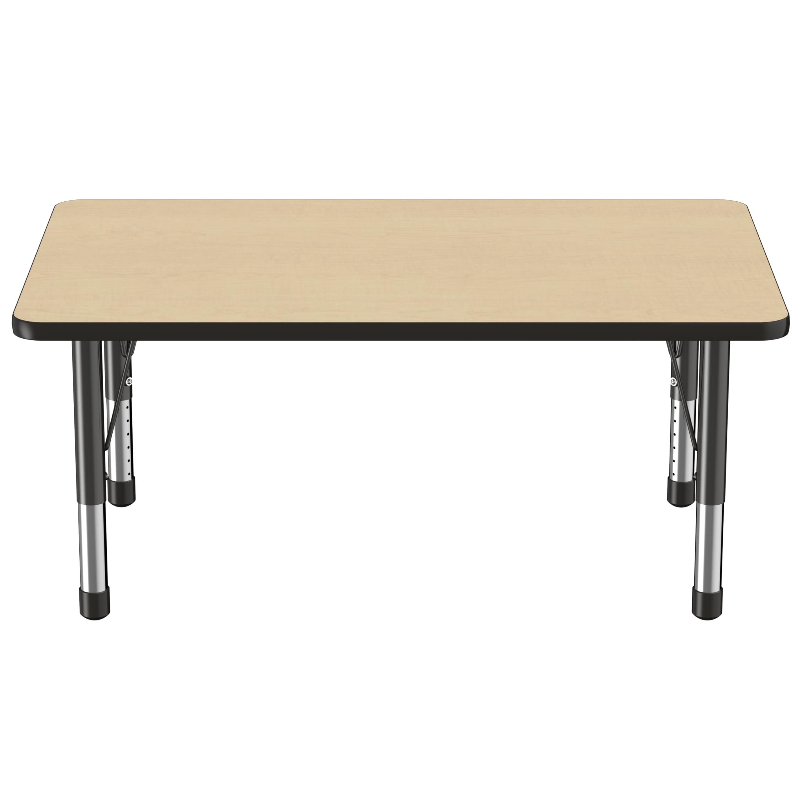 FDP Adjustable Height Kids Activity Table 30x48 Inch - Maple Top with Black Edge, Chunky Toddler Legs for School & Classroom (15-24 Inch Height) - Perfect for Preschool Learning, Daycare Centers & Home Playrooms