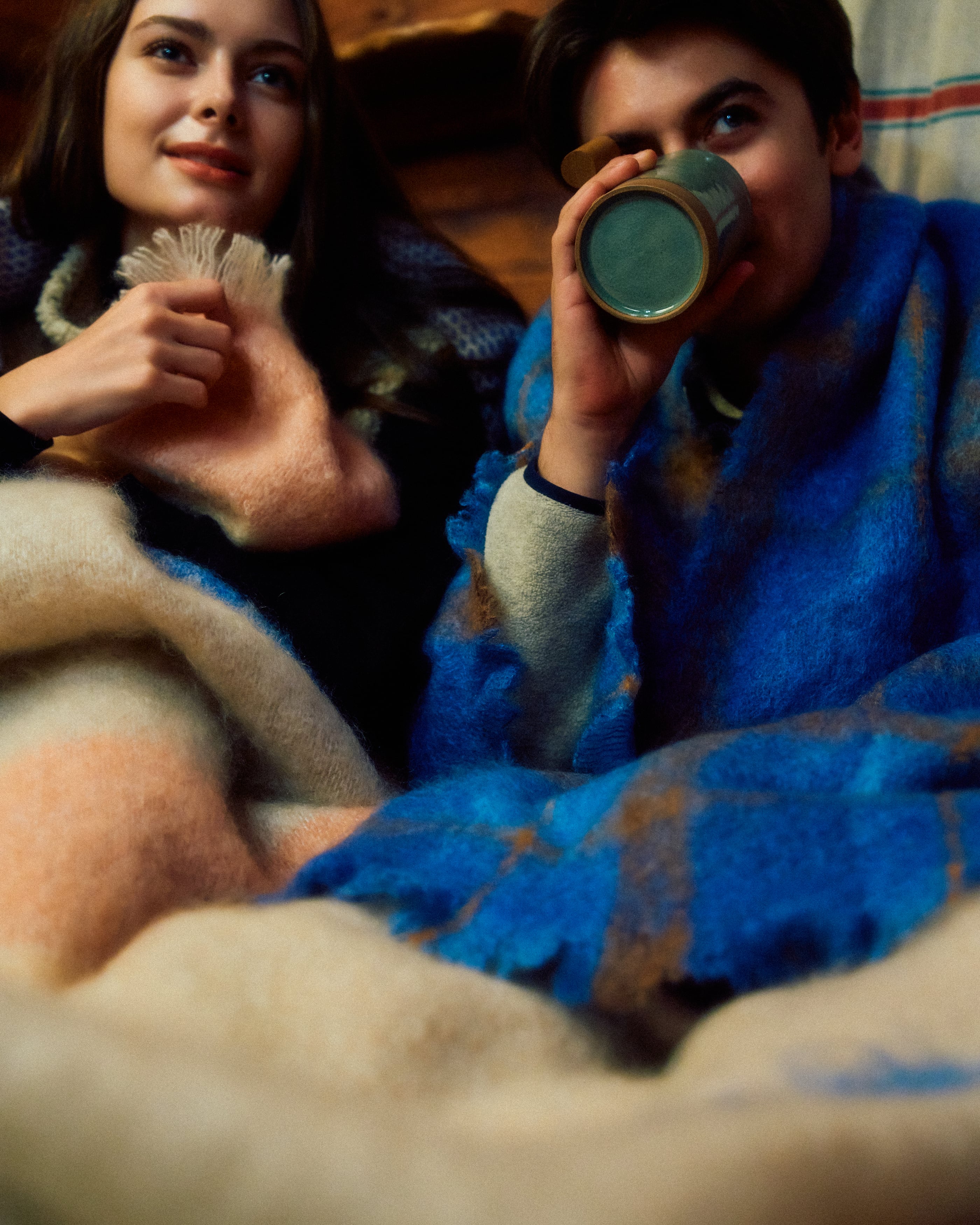 Premium Bluebird Drumin Mohair Throw Blanket - Soft & Luxurious Handmade Wool Blanket for Couch, Bed & Nursery - Cozy Home Decor Gift for Winter & Fall Seasons