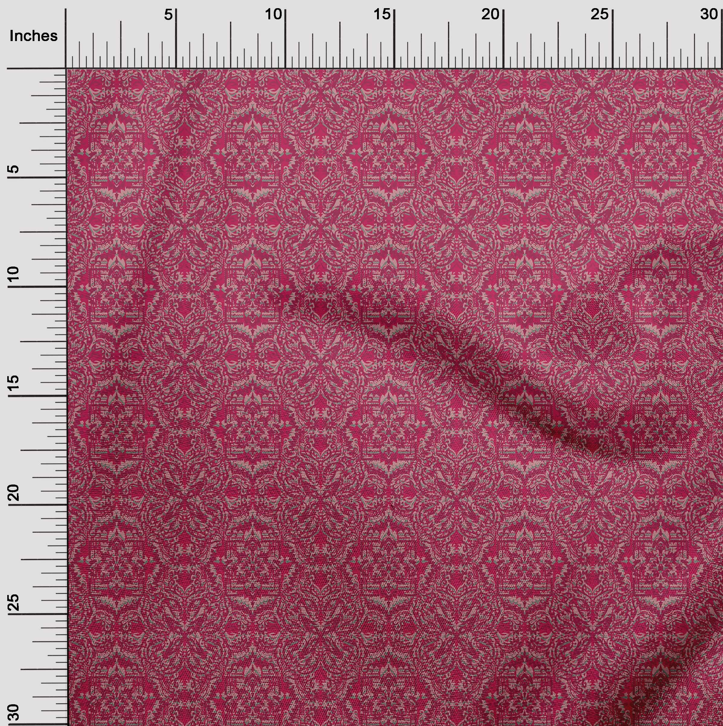 oneOone Rayon Magenta Floral Print Fabric - 56 Inch Wide Sewing Material for DIY Clothing, Dresses & Home Decor Projects | Premium Quality by The Yard