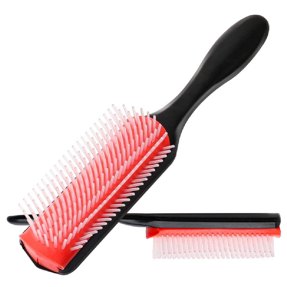 9-Rows Detangling Hair Brush for Wet & Dry Hair - Denman Style Detangler Hairbrush with Scalp Massager - Perfect for Straight, Curly, and Thick Hair - Salon Quality Hair Comb for Styling & Detangling