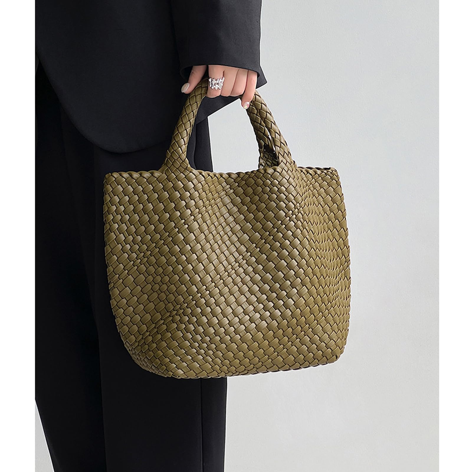 JINMANXUE Women's Fashion Woven Tote Bag - Large Capacity Shopper Bag for Travel, Work & Daily Use | Stylish Shoulder Purse & Handbag for Women