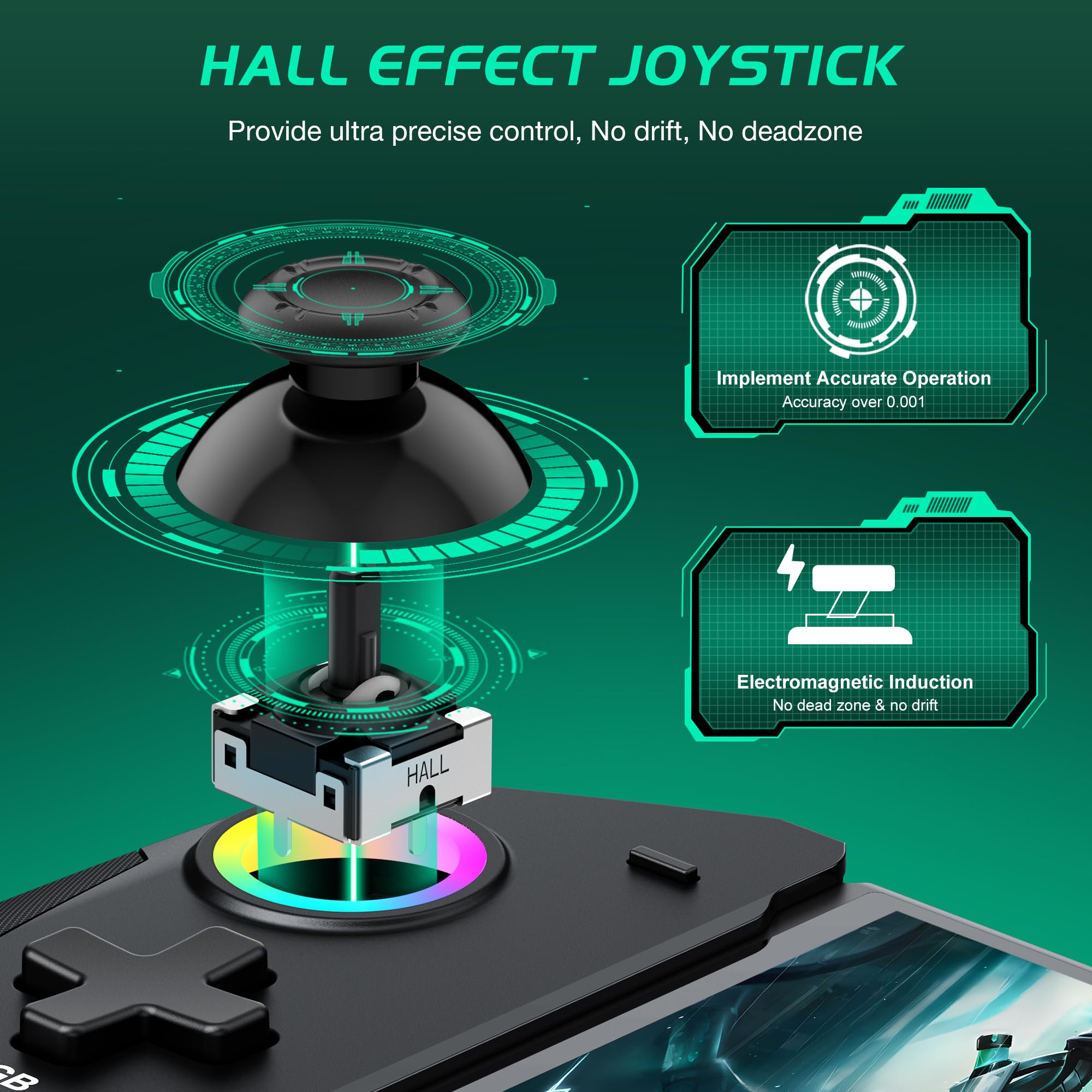 Wireless Switch Controller for Nintendo Switch & OLED - Ergonomic One-Piece Joypad with RGB Lighting, Turbo Function, 4 Game Card Slots & Dual Vibration Motors - Perfect for Gaming, Travel & Family Entertainment