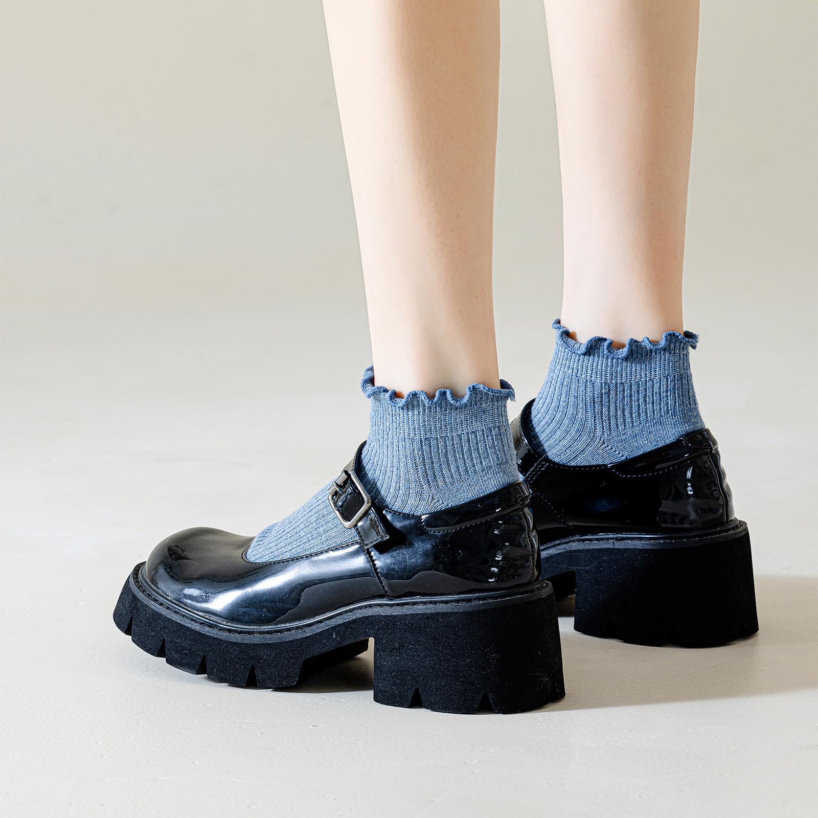 Mcool Mary Women's Ankle Ruffle Socks 6-Pack - Cute Cotton No-Show Socks for Casual Wear