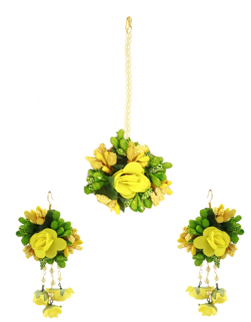 Anuradha Art Designer Traditional Floral Jewelry Set for Wedding, Haldi, Mehndi, Baby Shower & Ring Ceremony | Gotta-Patti Bridal Jewelry for Indian Festivals & Special Occasions