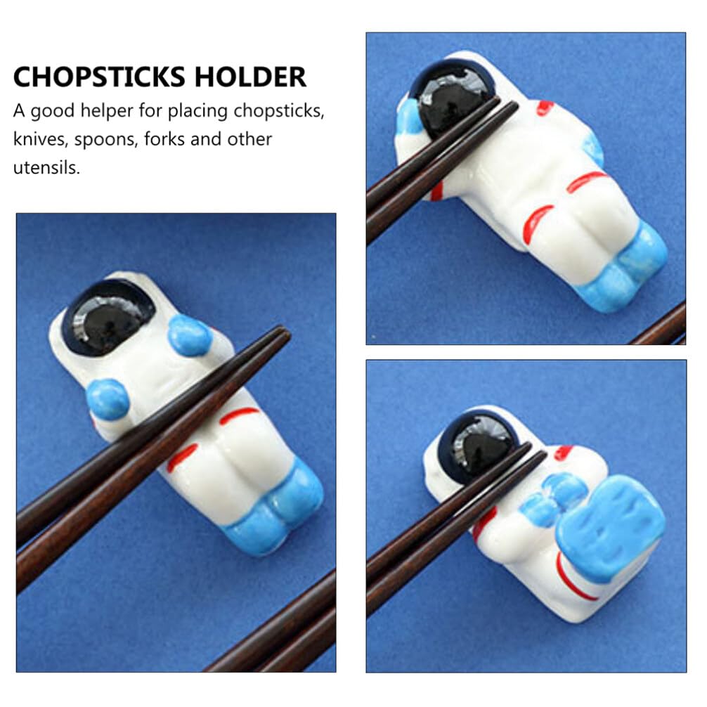 PRETYZOOM 3-Piece Ceramic Chopstick Holder Set - Spaceman Design Chopstick Rest Stand for Dining Table, Sushi, Asian Cuisine & Cake Decorating - Stylish Kitchen & Tableware Accessories