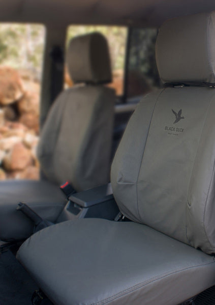 Black Duck Canvas Console & Seat Covers for Ford Ranger Single Cab XL/XLS (2022+) - Durable Grey Interior Protection for Off-Road & Work Trucks
